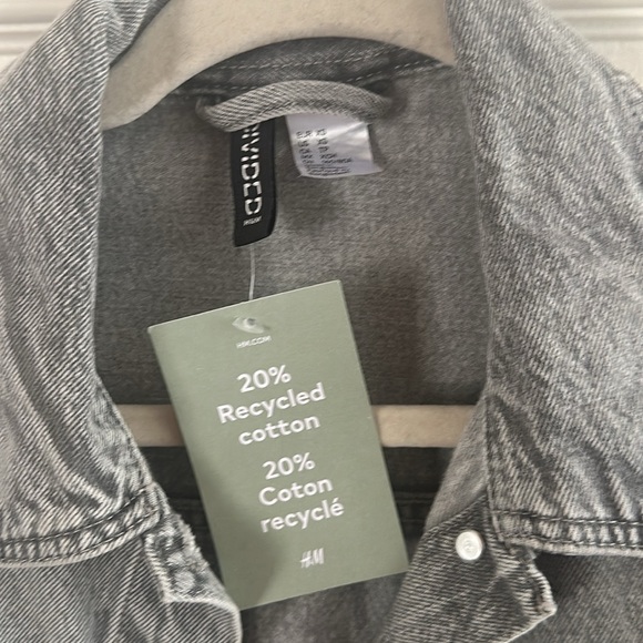 SOLD OUT NWT H&M CROPPED DENIM JACKET GREY SIZE XS - Picture 8 of 9